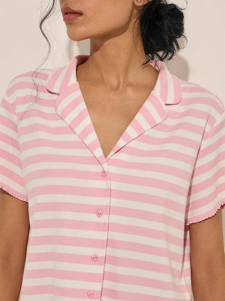 Superstar Light Pink Striped Cotton-Blend Shirt