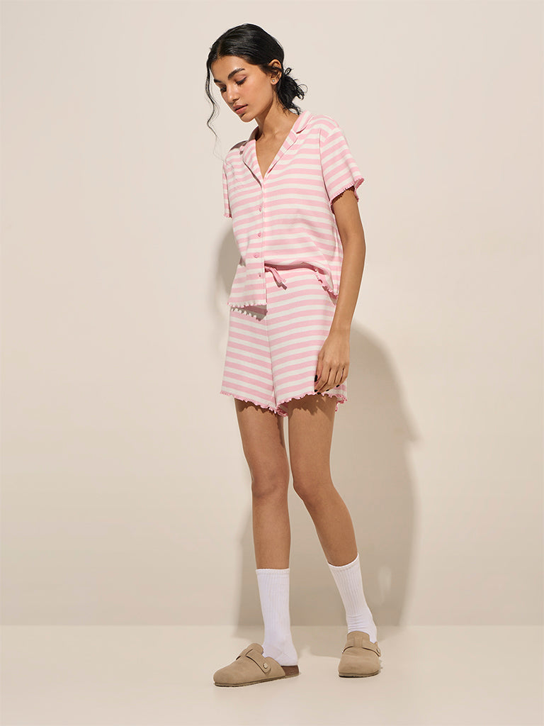 Superstar Light Pink Striped Cotton-Blend Shirt