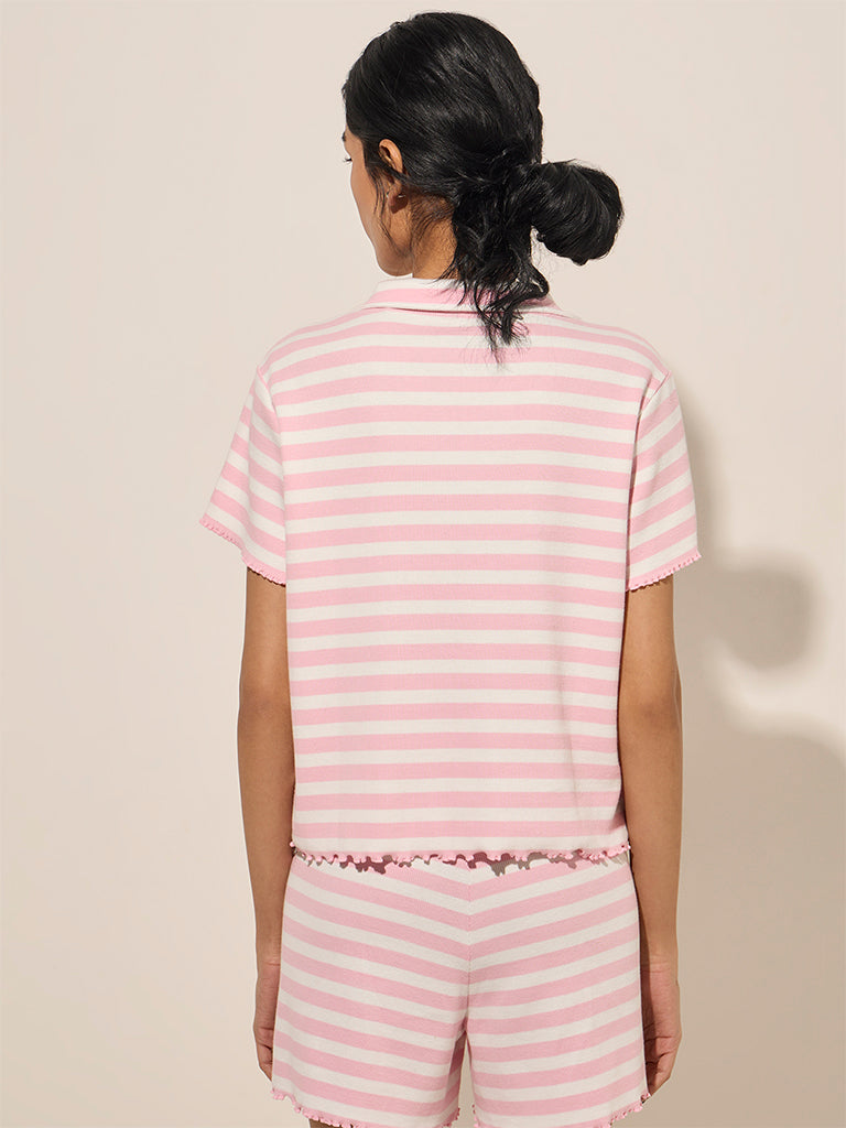 Superstar Light Pink Striped Cotton-Blend Shirt