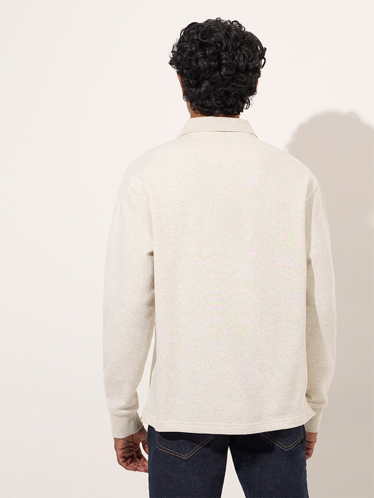 WES Casuals Beige Relaxed-Fit Cotton-Blend Sweatshirt