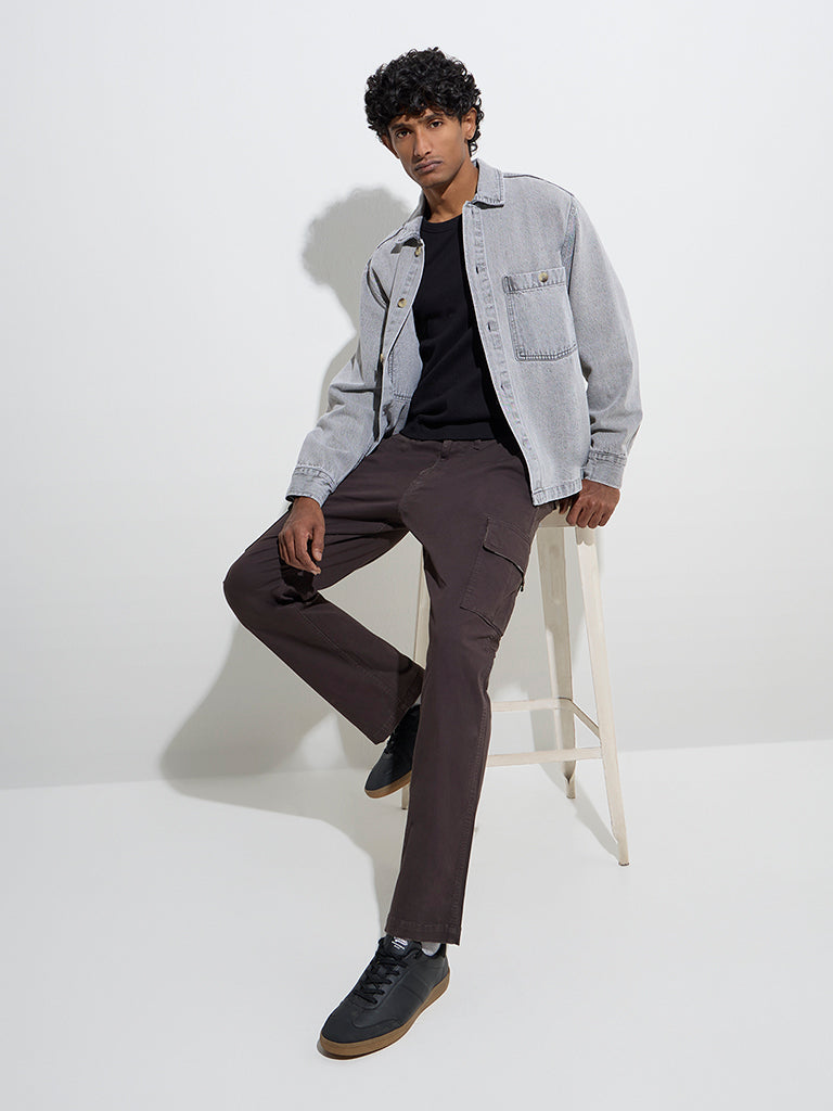 WES Casuals Dark Brown Relaxed - Fit Mid - Rise Cargo Jeans