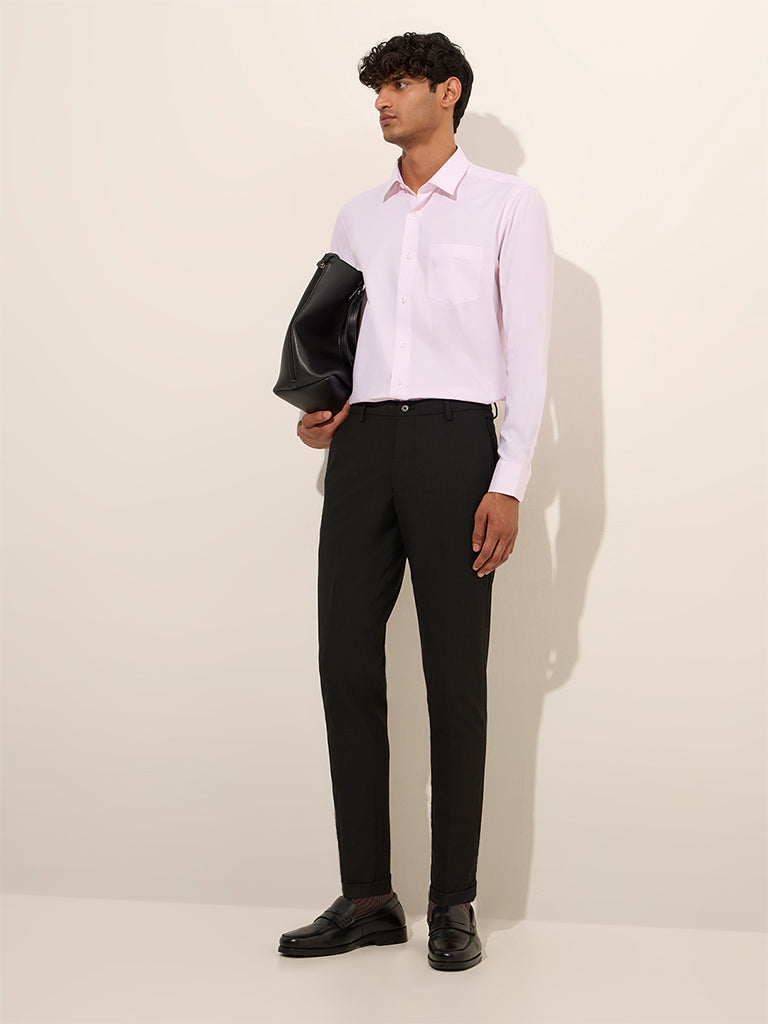 WES Formals Light Pink Relaxed-Fit Cotton Shirt