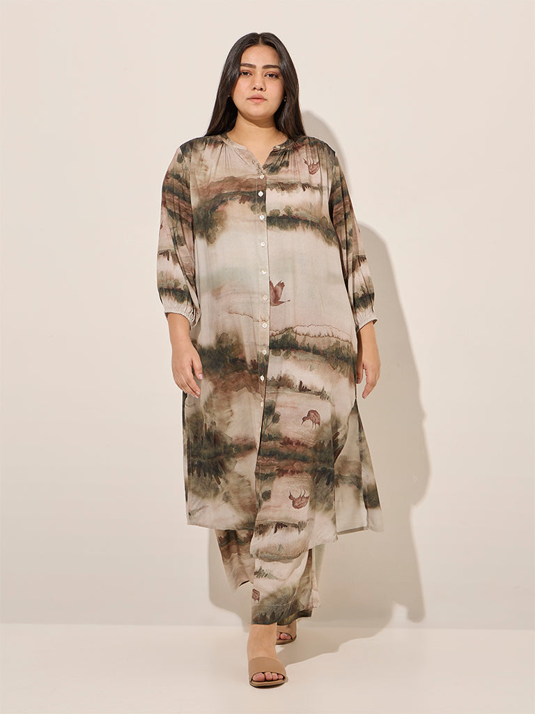 Diza Multicolour Abstract Printed A-Line Kurta