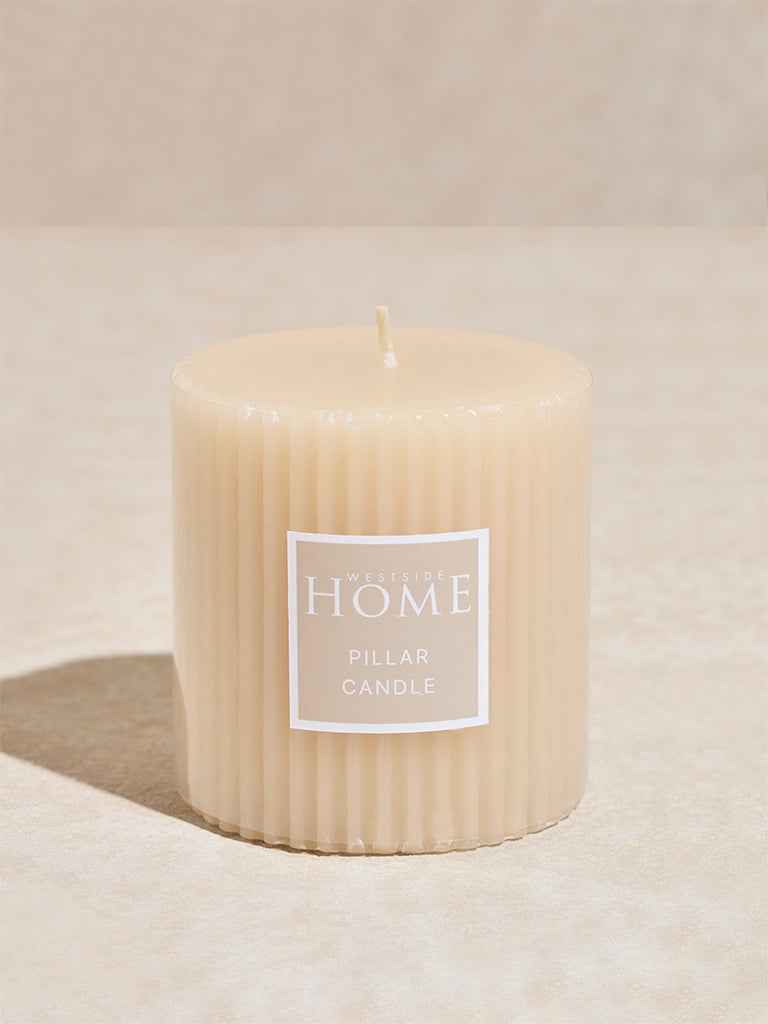 Westside Home Ivory Ribbed Textured Pillar Candle