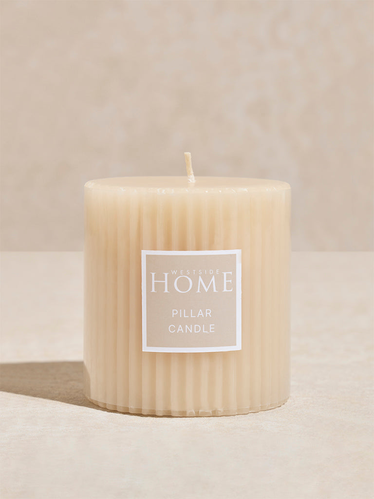 Westside Home Ivory Ribbed Textured Pillar Candle