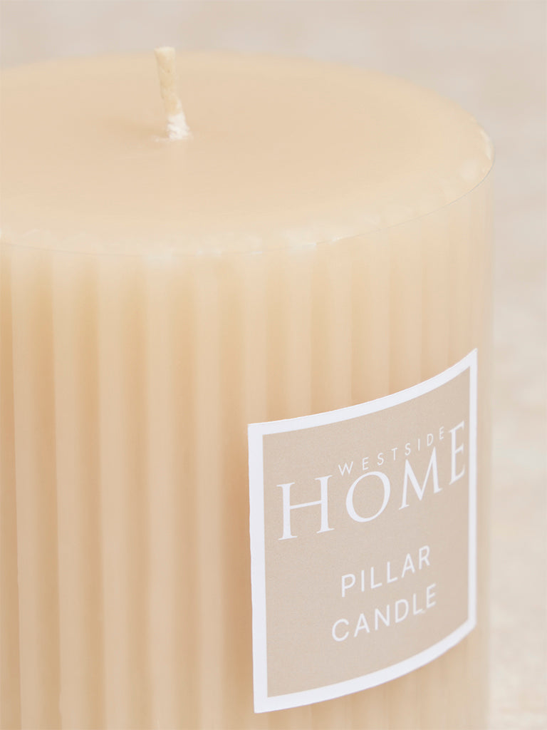 Westside Home Ivory Ribbed Textured Pillar Candle