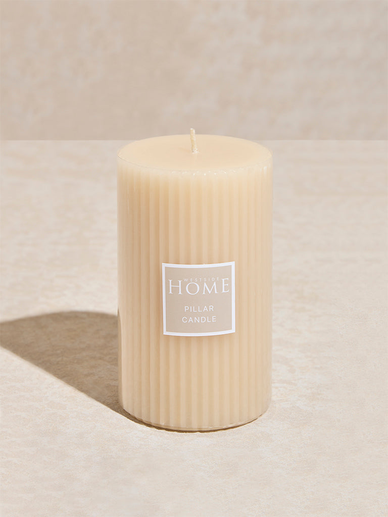 Westside Home Ivory Ribbed Textured Pillar Candle