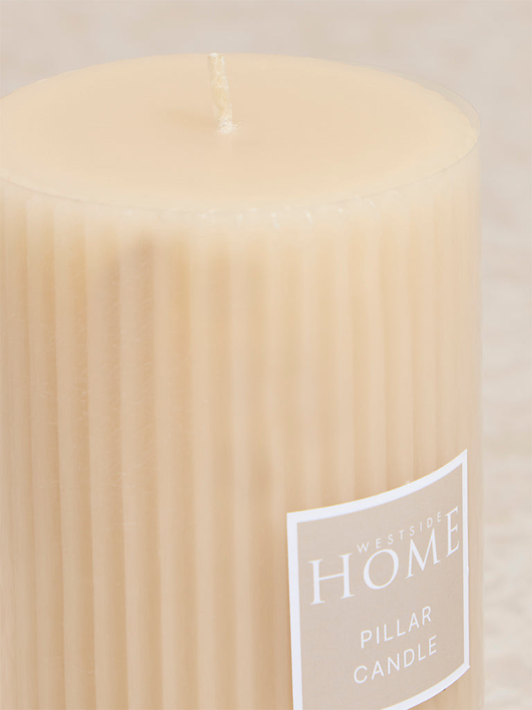 Westside Home Ivory Ribbed Textured Pillar Candle