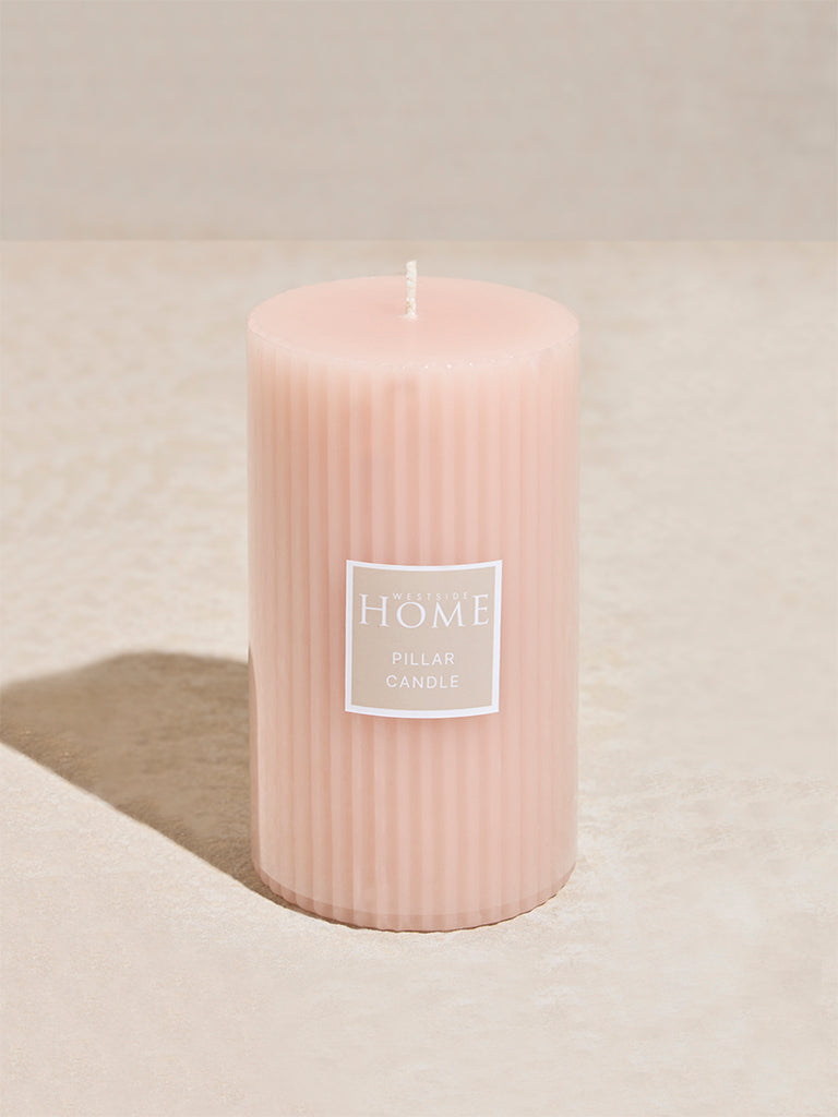 Westside Home Pink Ribbed Textured Pillar Candle