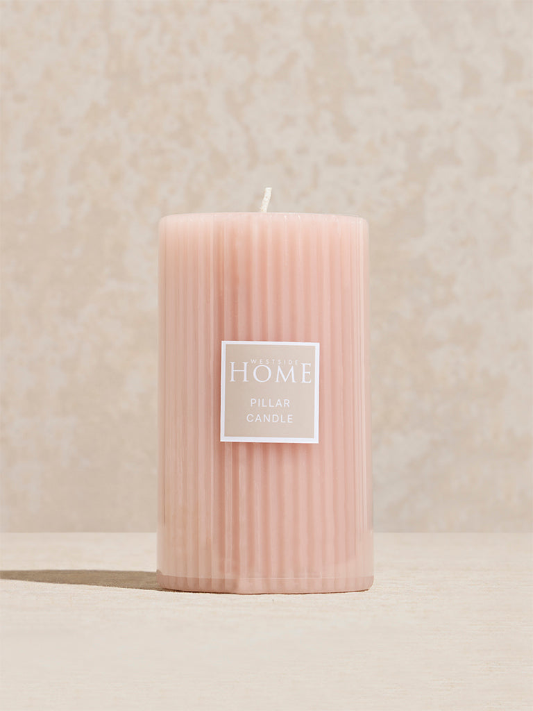 Westside Home Pink Ribbed Textured Pillar Candle