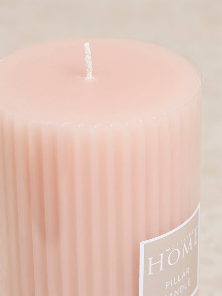 Westside Home Pink Ribbed Textured Pillar Candle