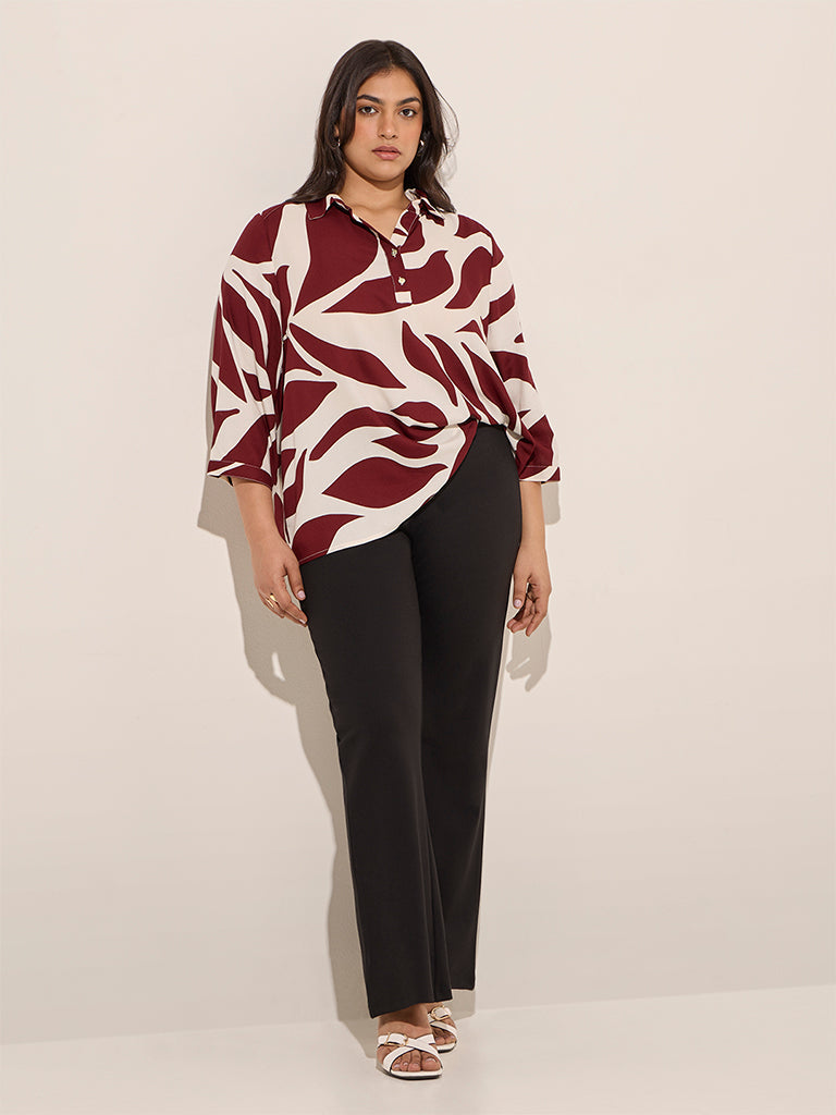 Gia Burgundy Abstract Print Top