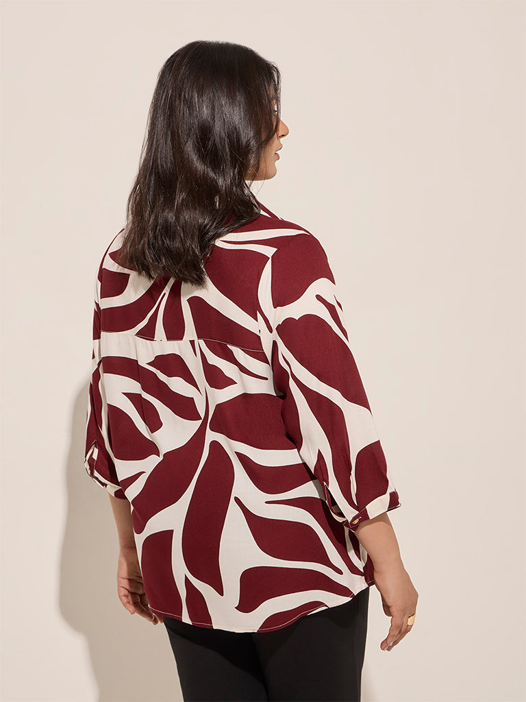 Gia Burgundy Abstract Print Top