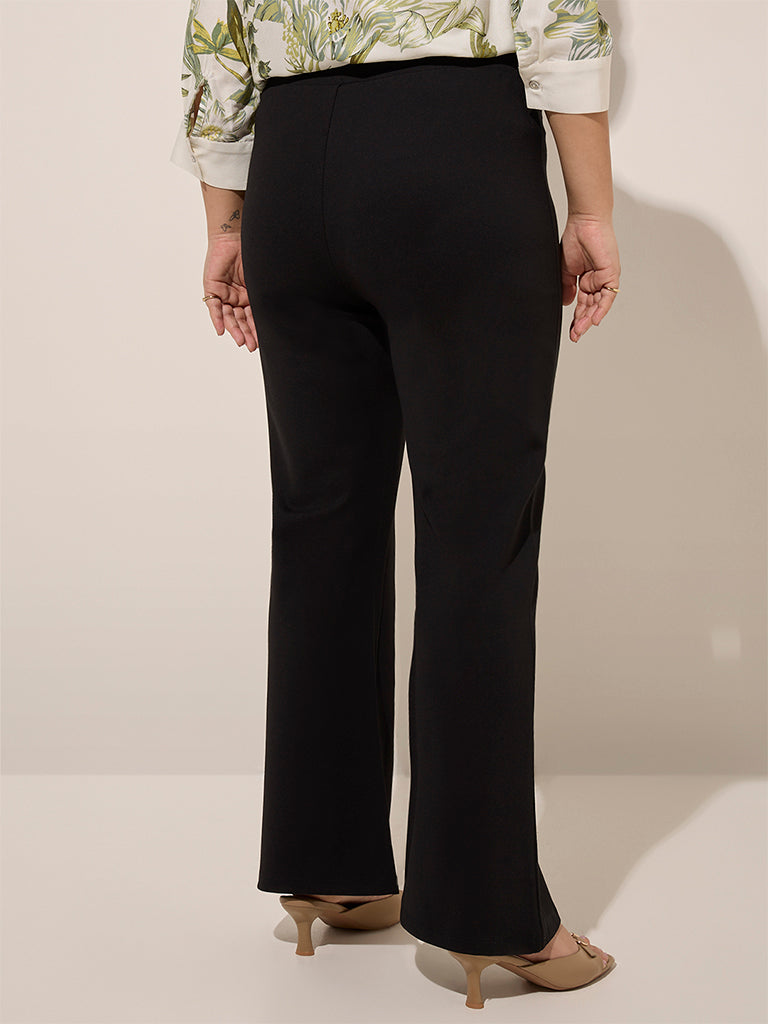 Gia Black Mid-Rise Bootcut Trousers