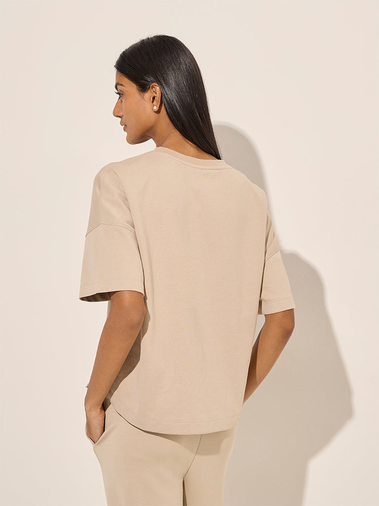 LOV Beige Solid T-Shirt