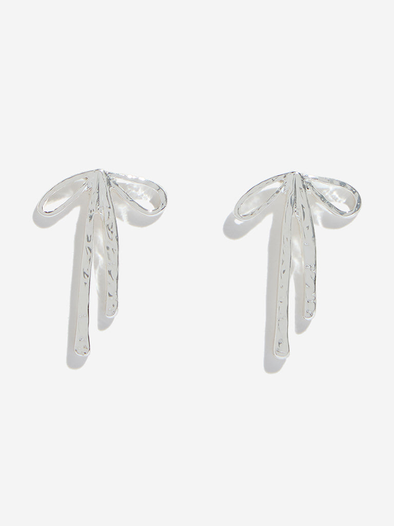 Westside Accessories Silver Bow Design Stud Earrings