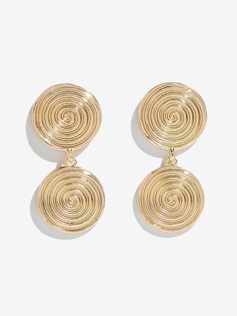 Westside Accessories Gold Spiral Dangler Earrings