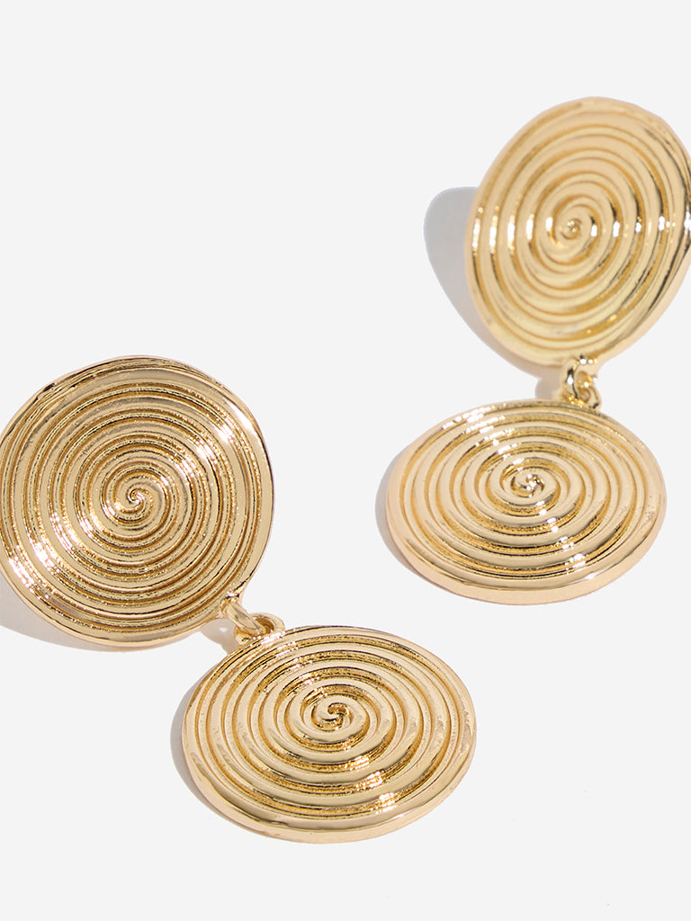 Westside Accessories Gold Spiral Dangler Earrings