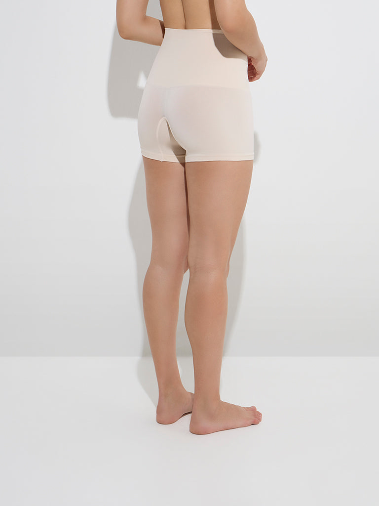 Wunderlove Beige Mid-Rise Shaping Shorts - Pack of 2