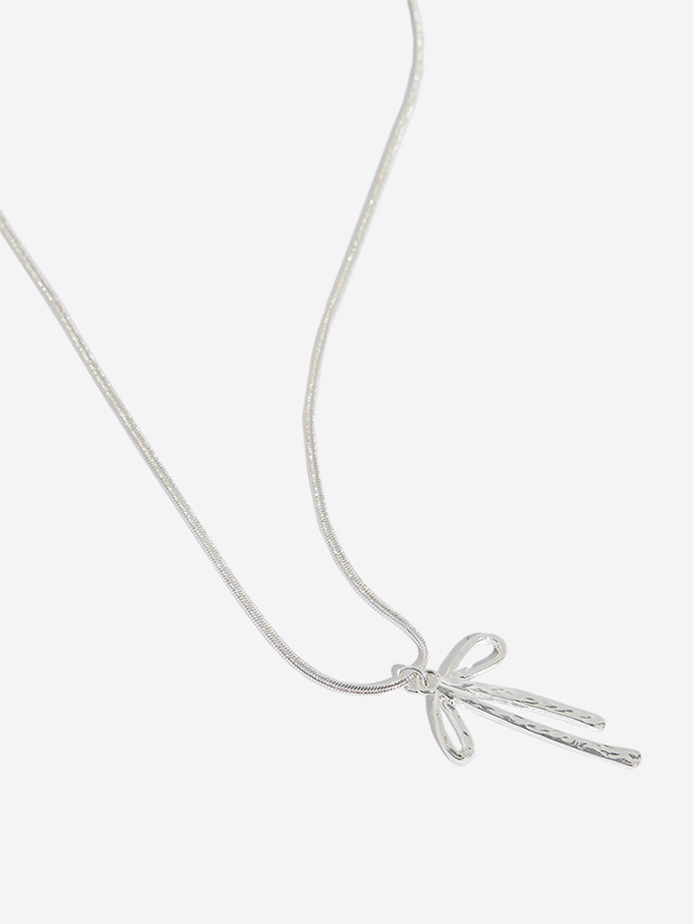 Westside Accessories Silver Bow Pendant Necklace