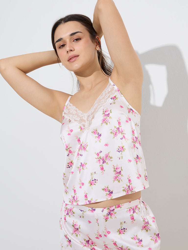 Wunderlove Ivory Floral Printed Top