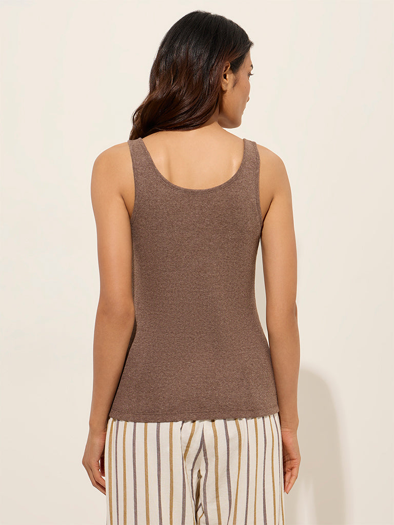 Wunderlove Dark Brown Ribbed Camisole