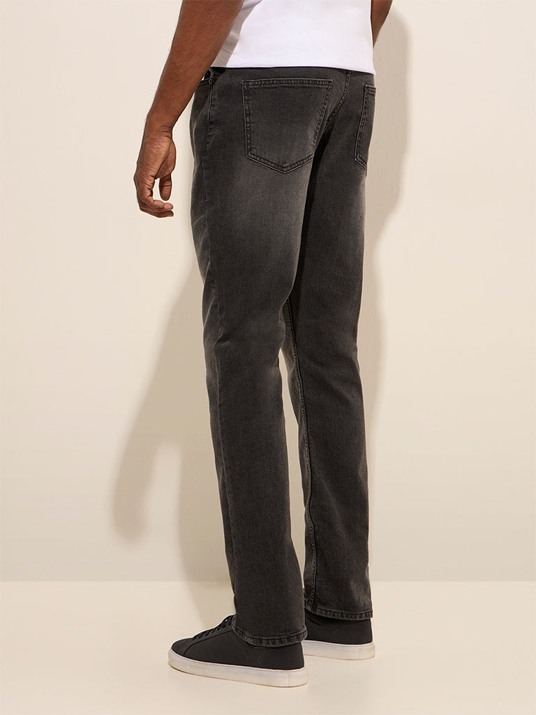 WES Casuals Dark Grey Wash Relaxed - Fit Mid Rise Jeans