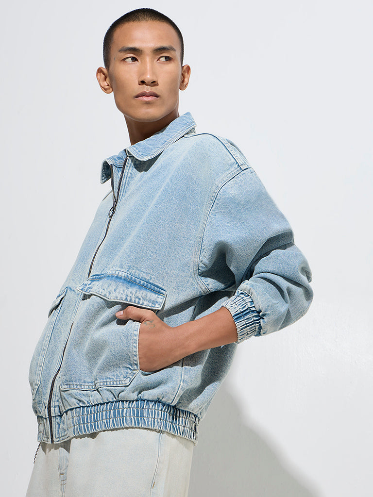 Nuon Light Blue Relaxed-Fit Denim Jacket