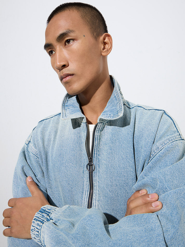 Nuon Light Blue Relaxed-Fit Denim Jacket