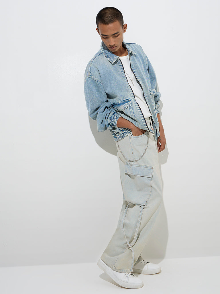 Nuon Light Blue Relaxed-Fit Denim Jacket