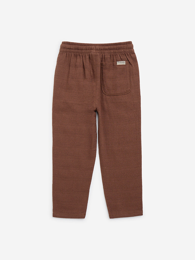 HOP Kids Brown Mid-Rise Cotton-Blend Pants