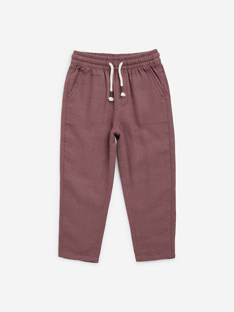 HOP Kids Dusty Mauve Mid-Rise Cotton-Blend Pants