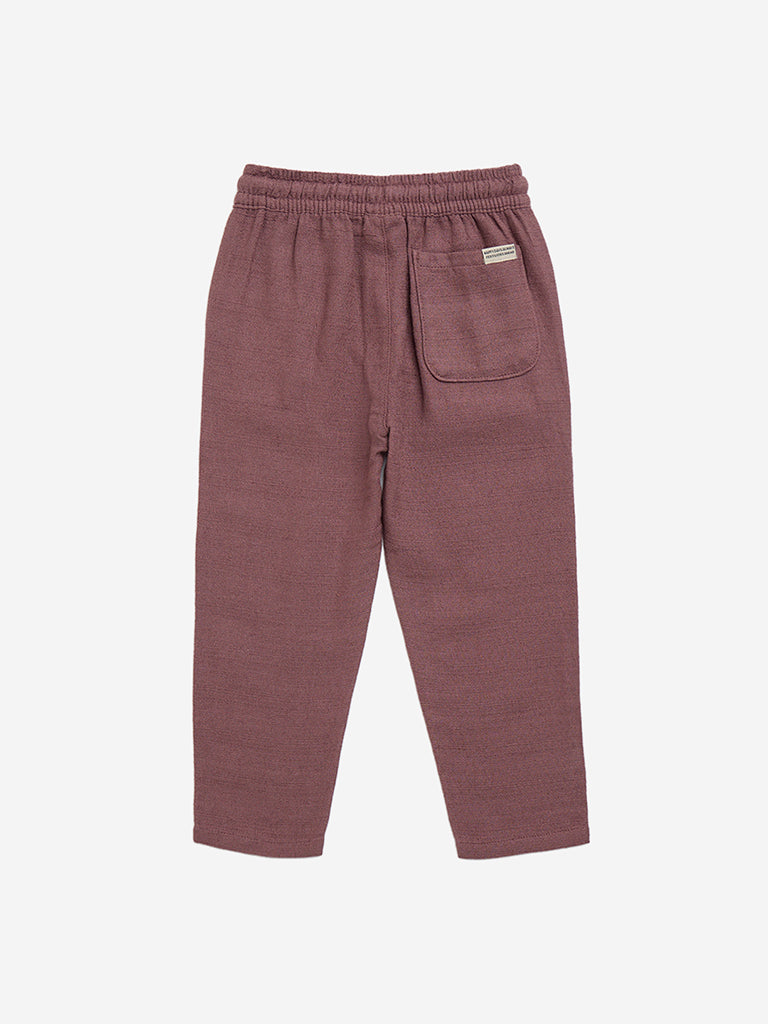 HOP Kids Dusty Mauve Mid-Rise Cotton-Blend Pants