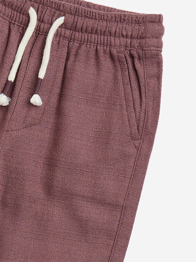 HOP Kids Dusty Mauve Mid-Rise Cotton-Blend Pants