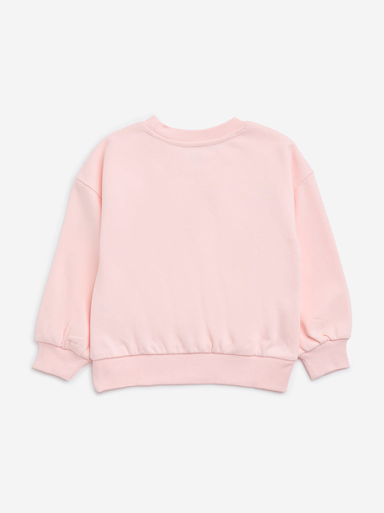 HOP Kids Pink Butterfly Applique Cotton-Blend Sweatshirt