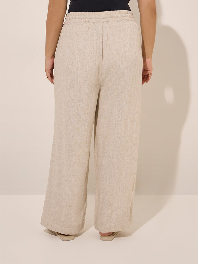 Gia Off-White Solid High-Rise Cotton Pants