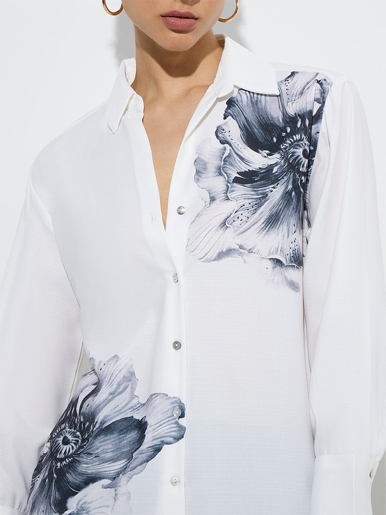 Wardrobe White Floral Printed Shirt