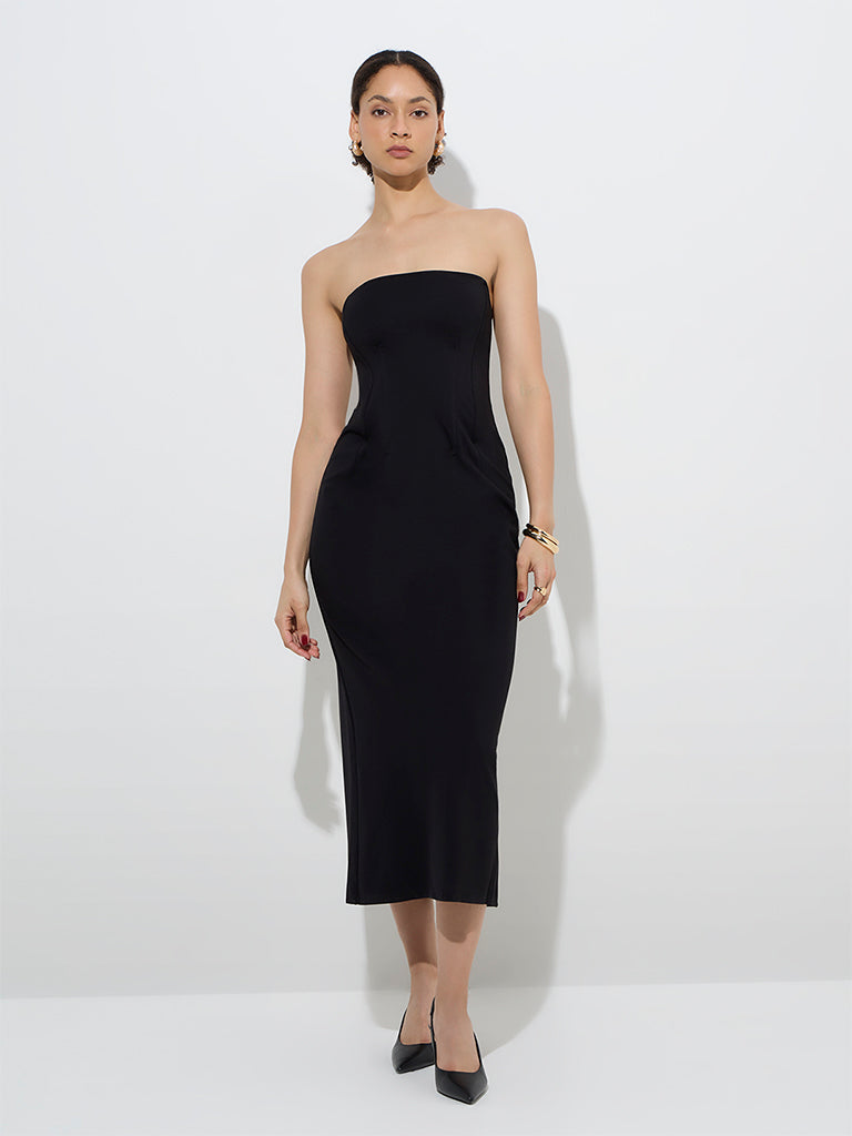 Wardrobe Black Solid Tube Dress