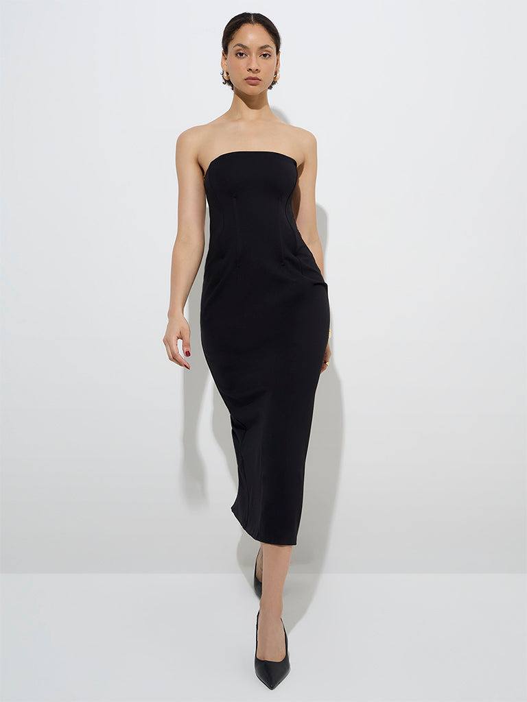 Wardrobe Black Solid Tube Dress