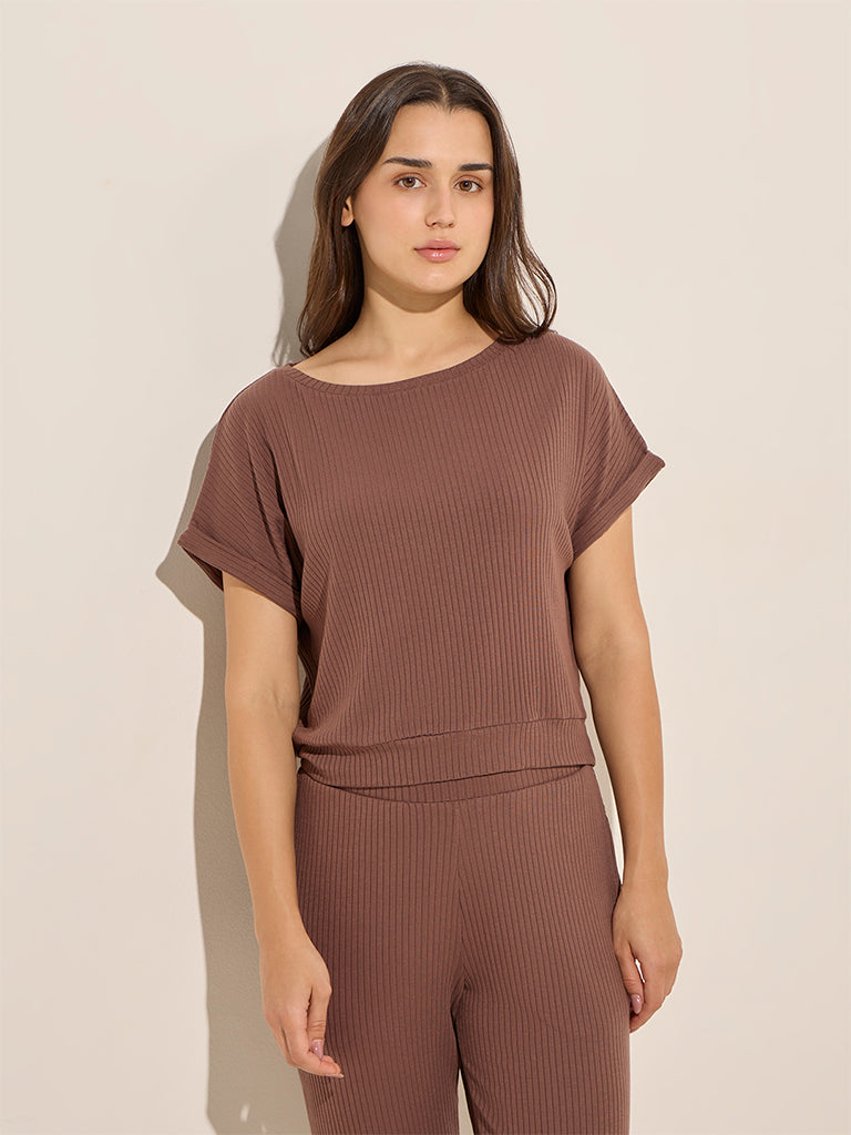 Wunderlove Brown Ribbed Top