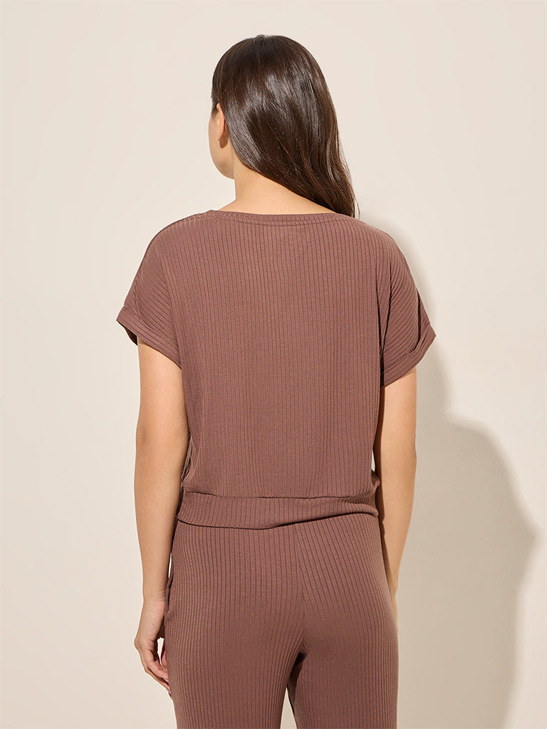 Wunderlove Brown Ribbed Top