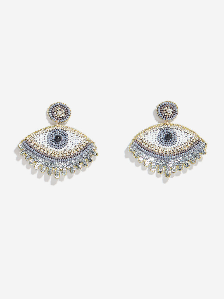 Westside Accessories Multicolour Sequin Beaded Evil Eye Earrings