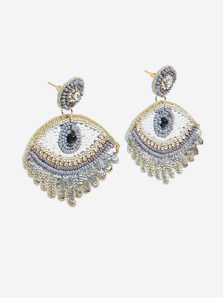 Westside Accessories Multicolour Sequin Beaded Evil Eye Earrings