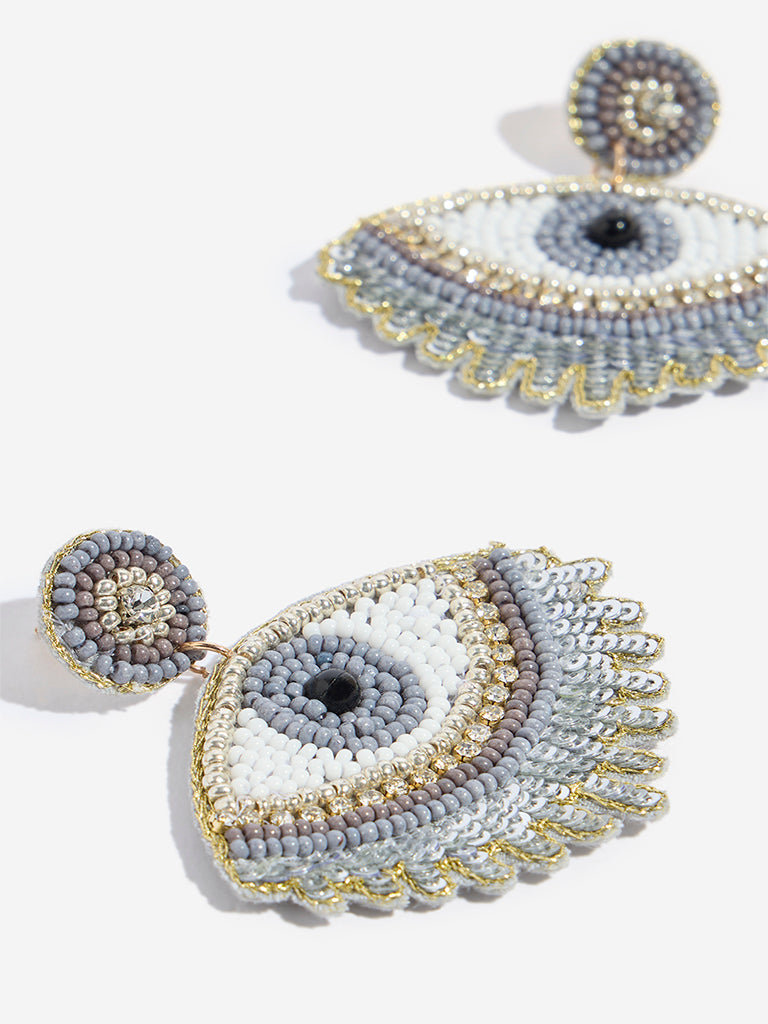 Westside Accessories Multicolour Sequin Beaded Evil Eye Earrings