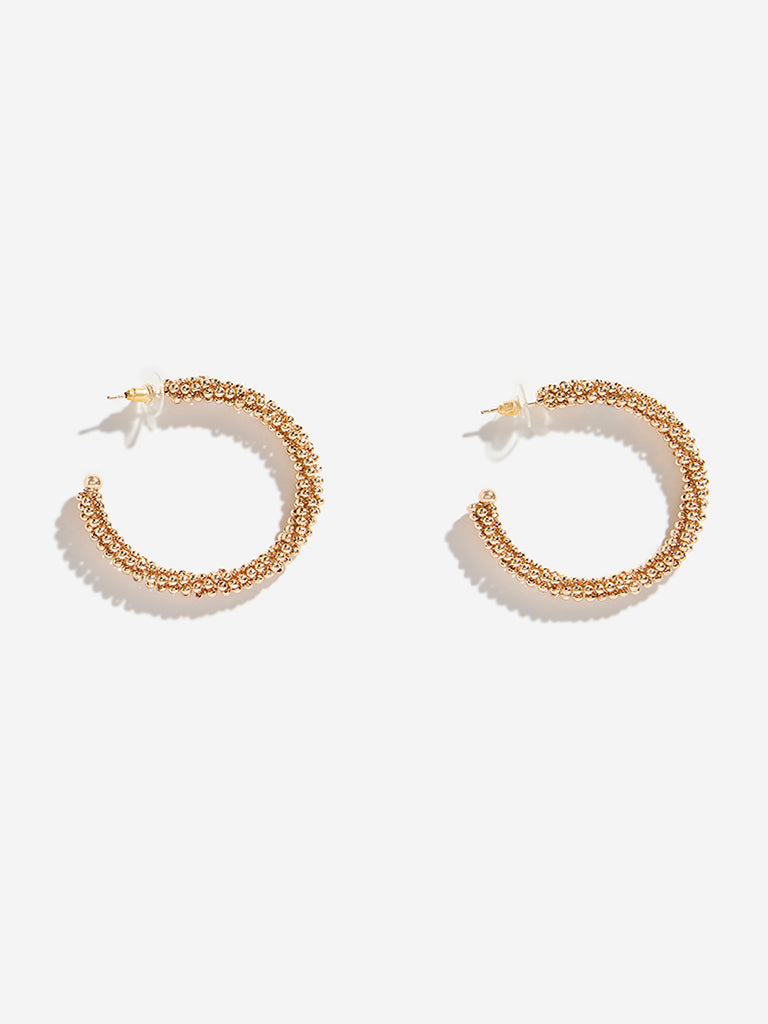 Westside Accessories Gold Beaded Half-Hoop Earrings