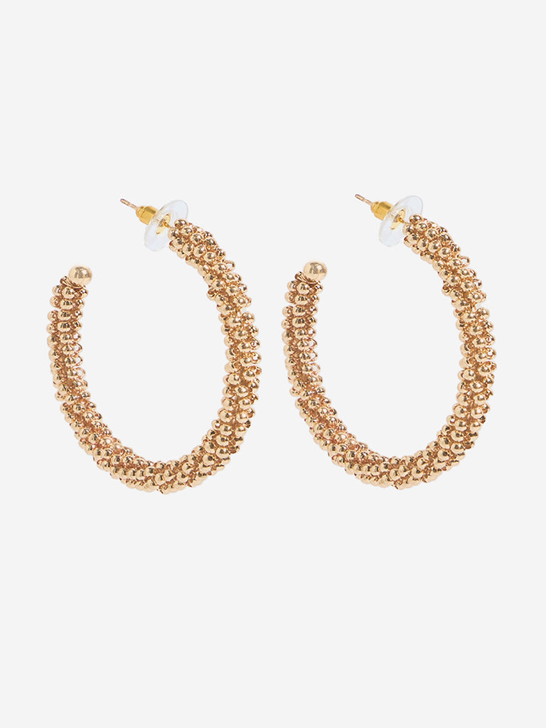 Westside Accessories Gold Beaded Half-Hoop Earrings