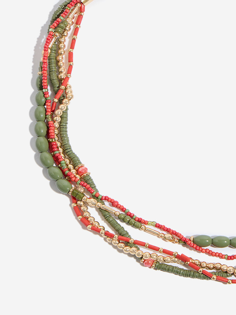 Westside Accessories Olive & Rust Multilayer Necklace