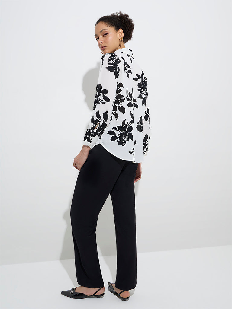 Wardrobe Off-White Floral Printed Shirt