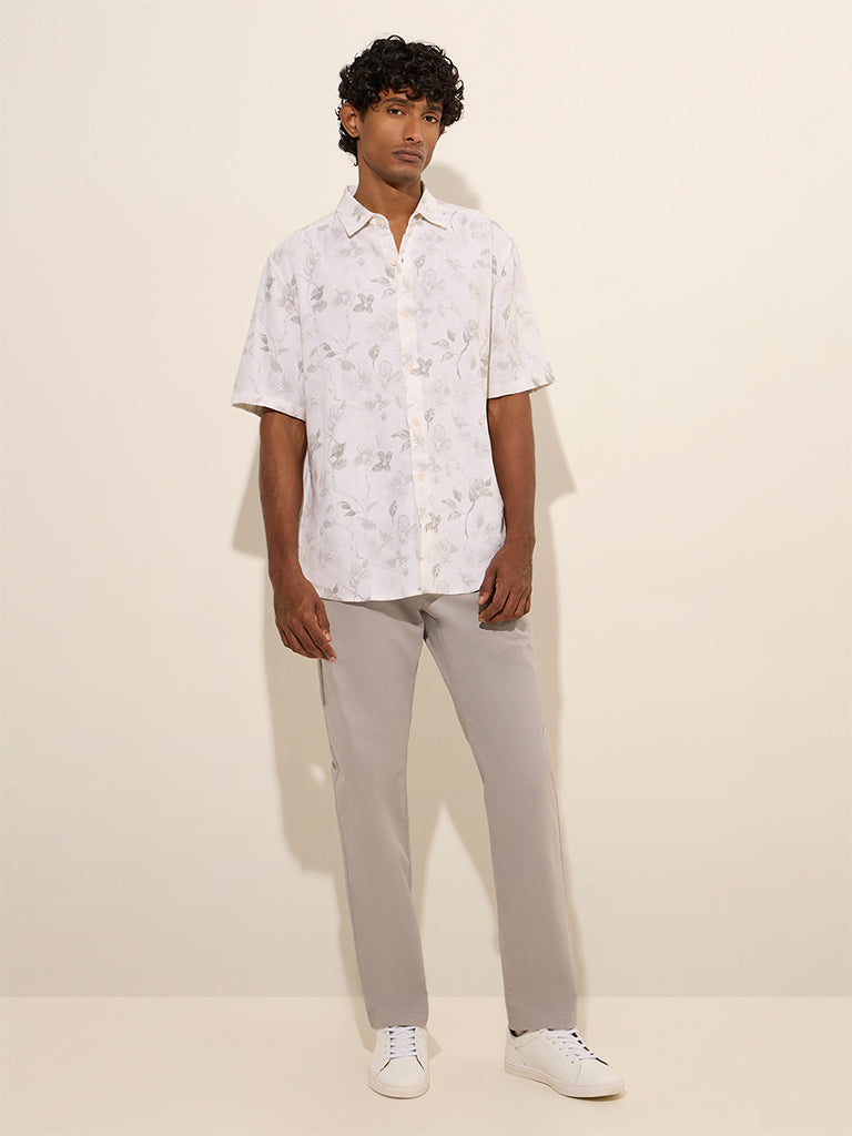 Ascot Off-White Printed Relaxed-Fit Shirt