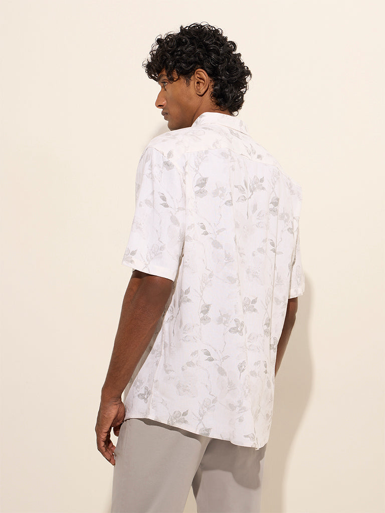 Ascot Off-White Printed Relaxed-Fit Shirt